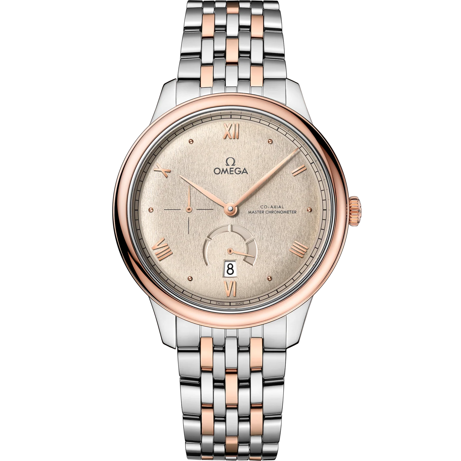 Omega De Ville Prestige 41 mm Linen Dial Stainless Steel  Sedna™ 18k Rose Gold Bracelet 434.20.41.21.09.001