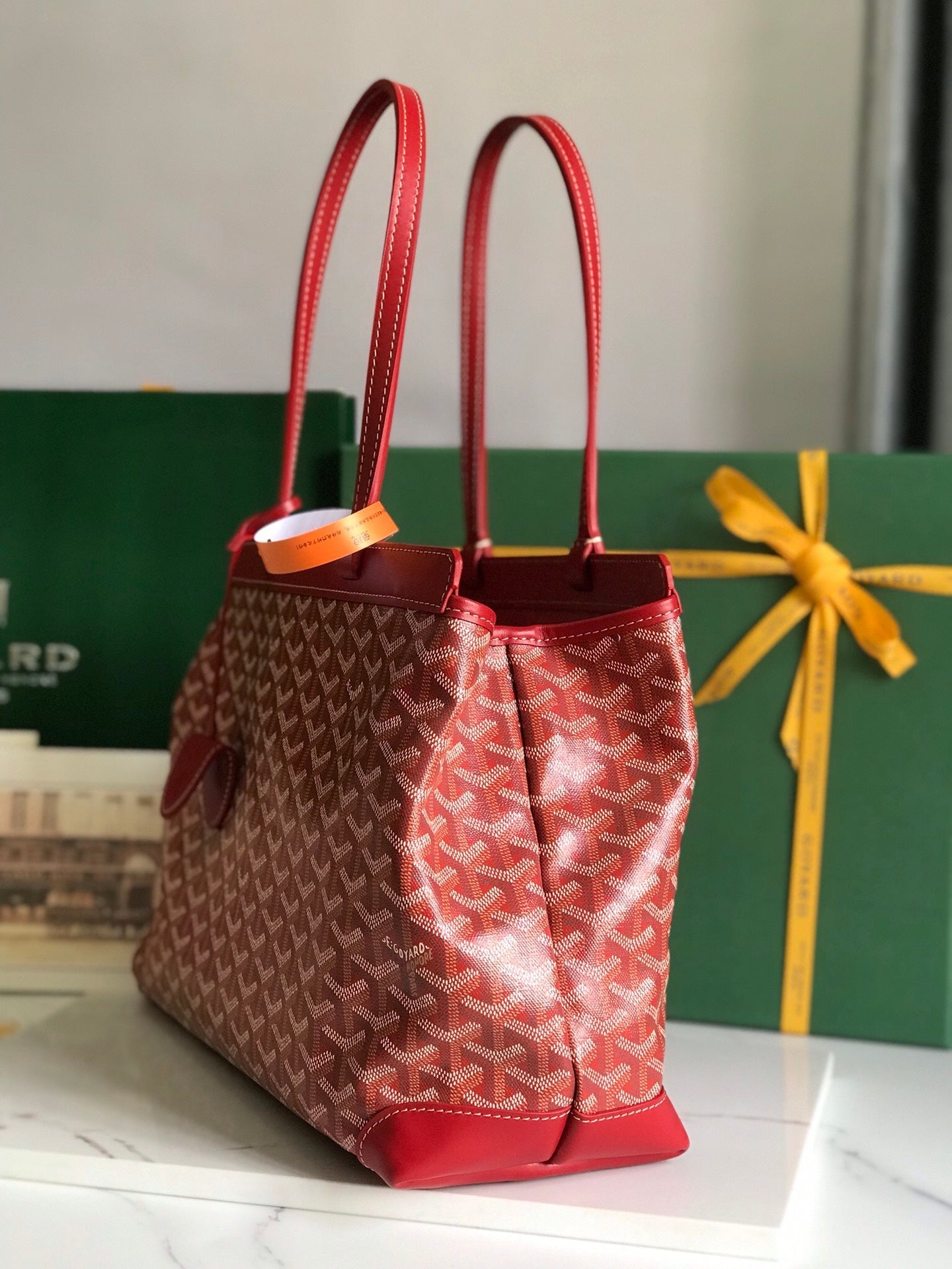 Goyard Bellechasse Biaude Pm Bag 36cm Classic Red Goyardine Canvas And Calfskin Trim