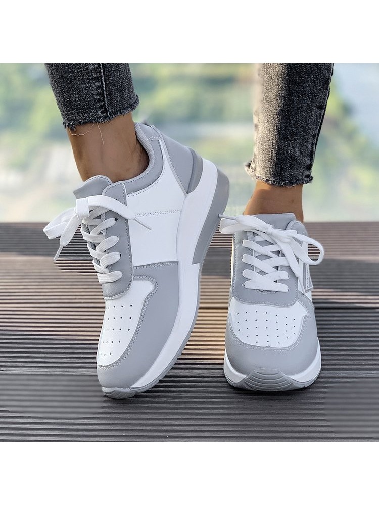 Colorblock Geometric Pattern Round Toe Sneaker