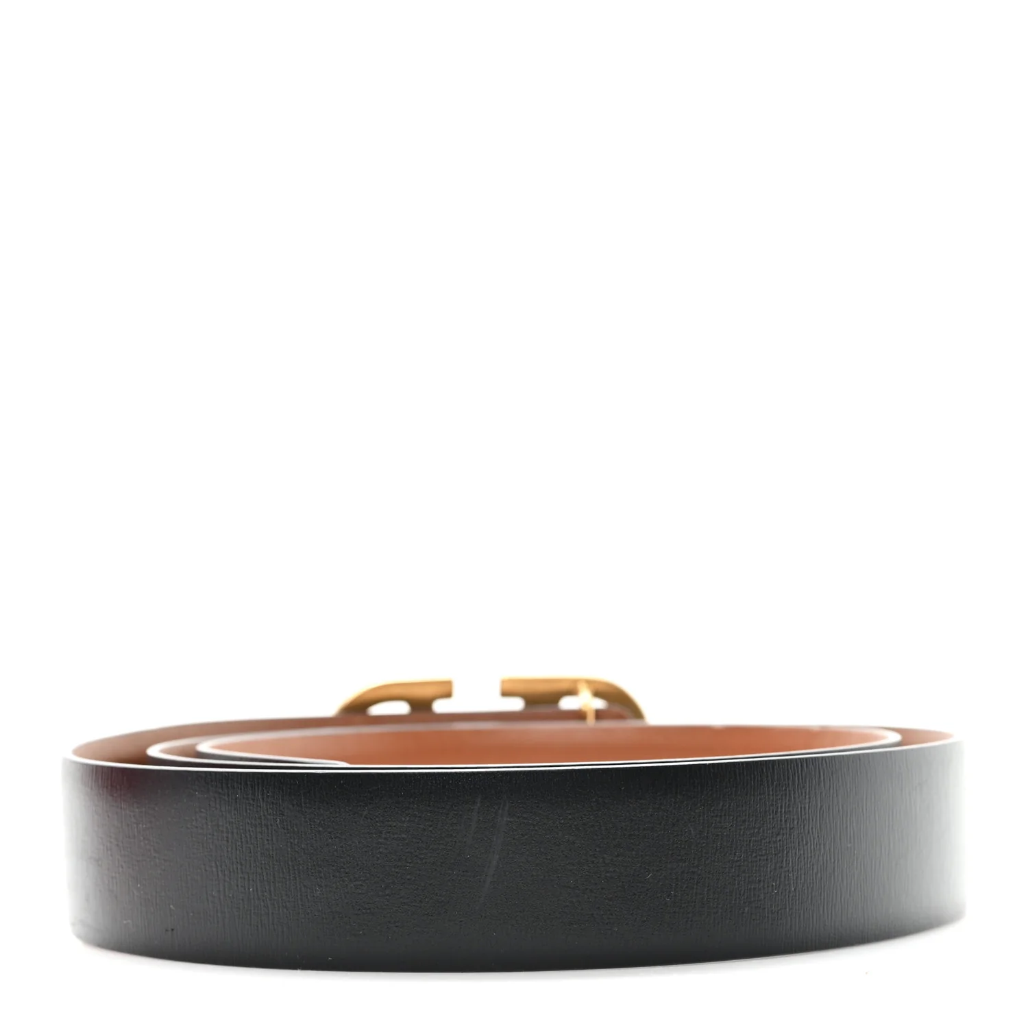 Glossy Calfskin VLogo Reversible 30mm Belt 85 34 Saddle Brown Black