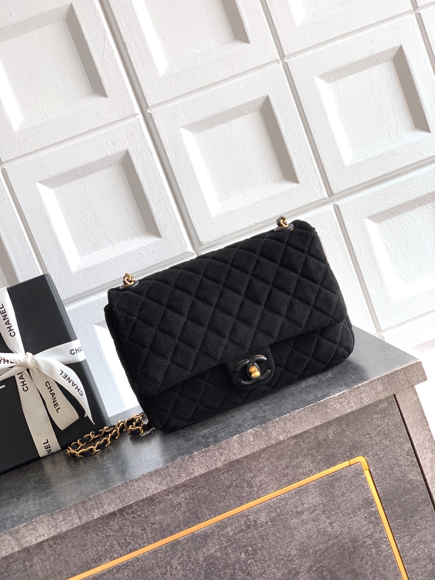 CHANEL 26C Large CF Bag in Black Suede