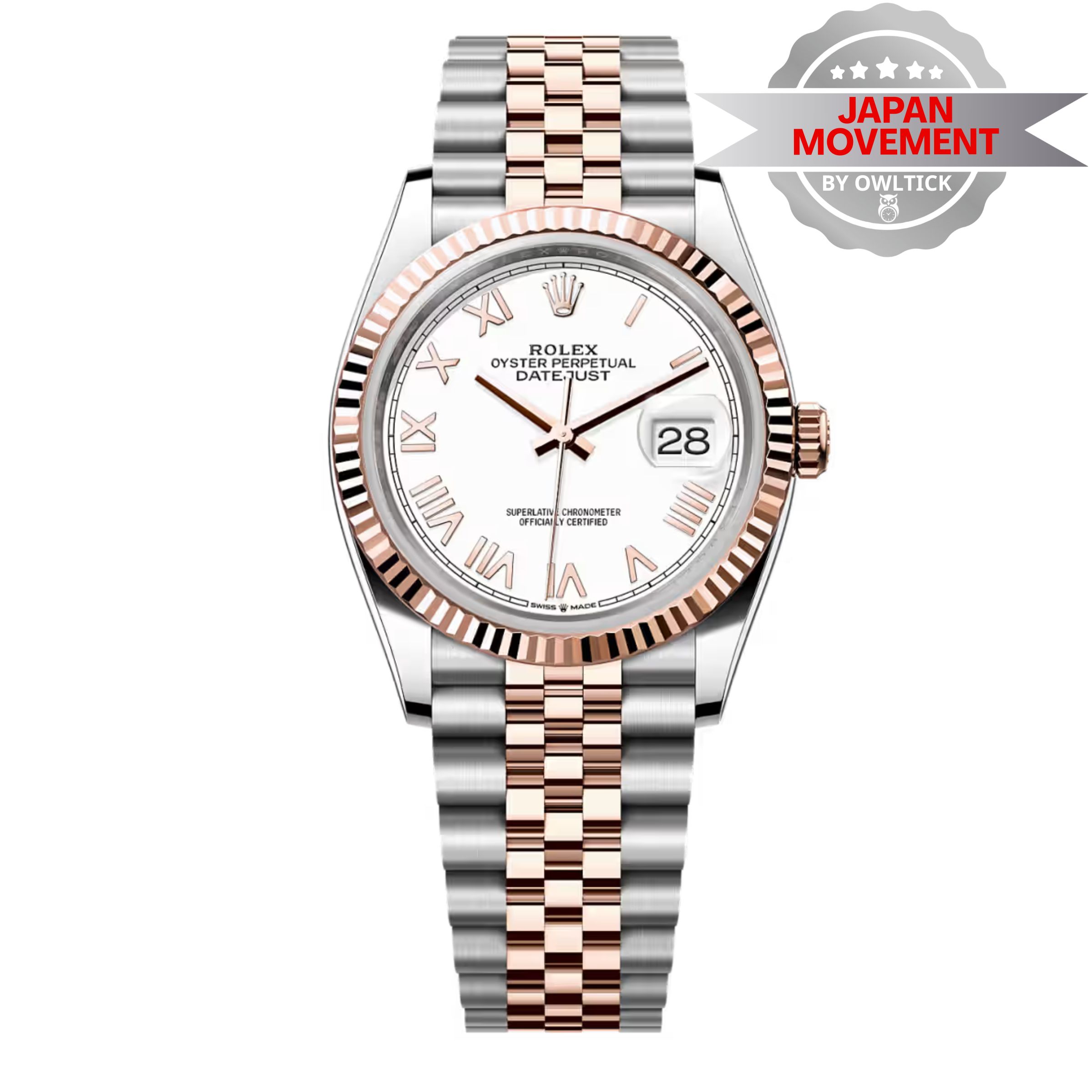 [Superclone] Rolex Datejust 36mm White Dial Everose Jubilee 126231