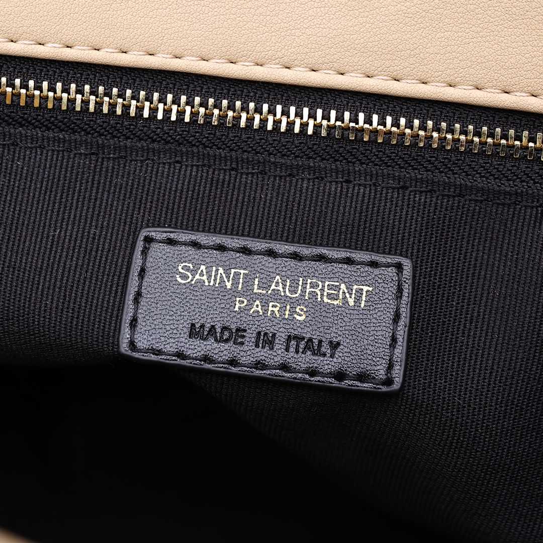 Saint Laurent Sade Puffy Leather Envelope Clutch Bag Beige