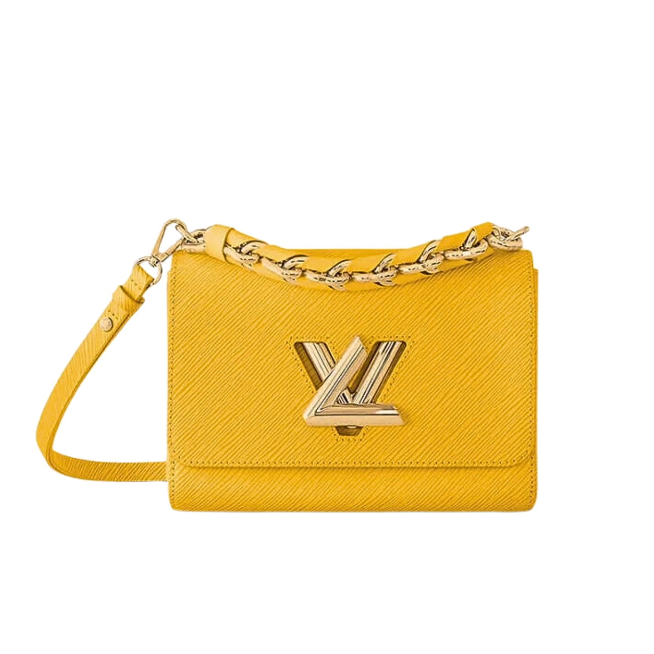 Louis Vuitton Twist Mm Cowhide Leather Handbag Sunflower Yellow 23Cm