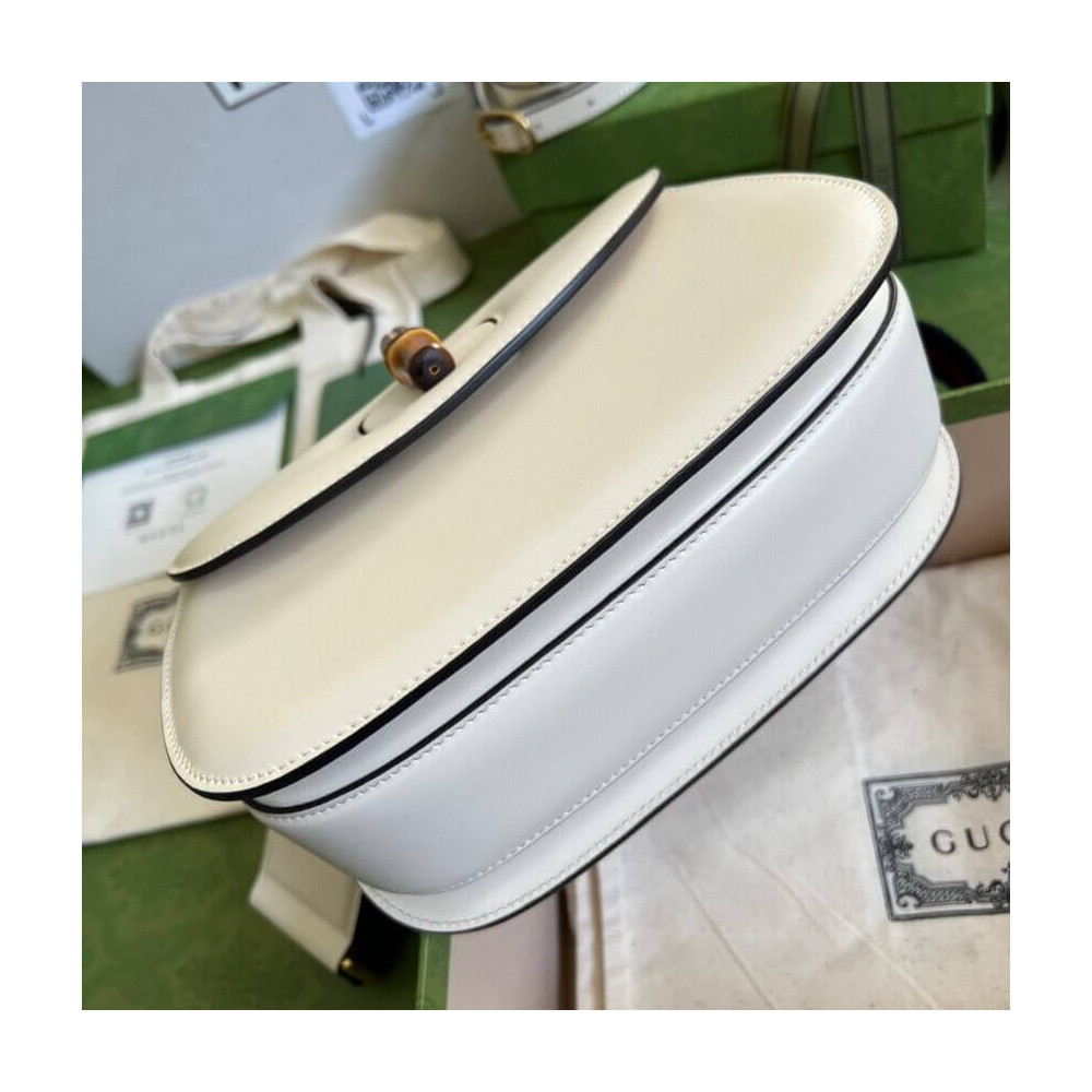 Gucci Small Top Handle Bag with Bamboo White