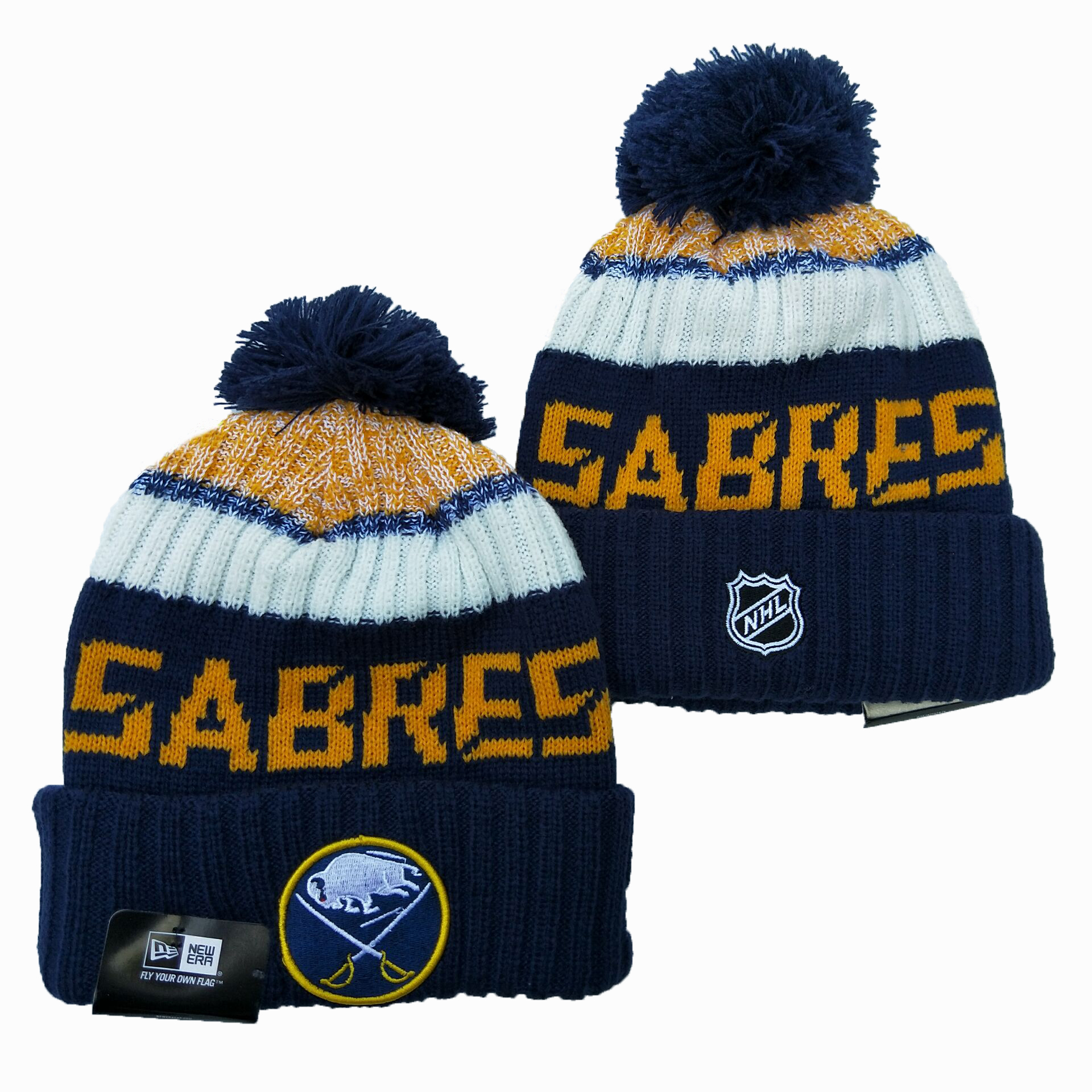 Men's Yellow Buffalo Sabres Knitted Cap with Pom