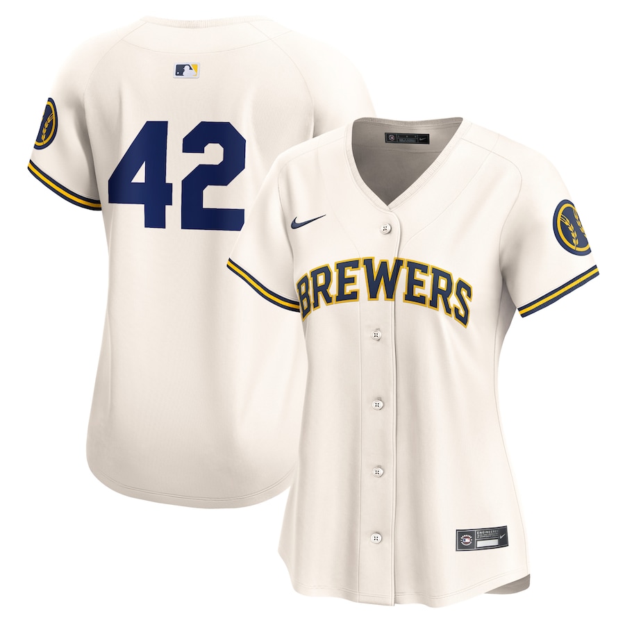 Milwaukee Brewers Women's 2024 Jackie Robinson Day Home Limited Jersey  Cream