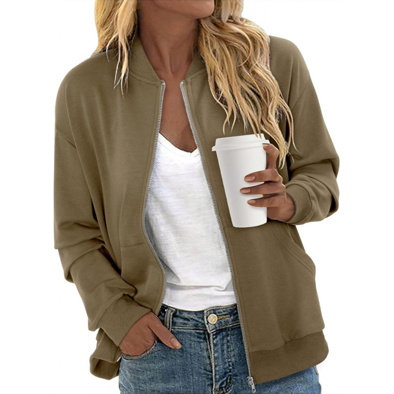 Women's Zip Up Jacket Casual Long Sleeve