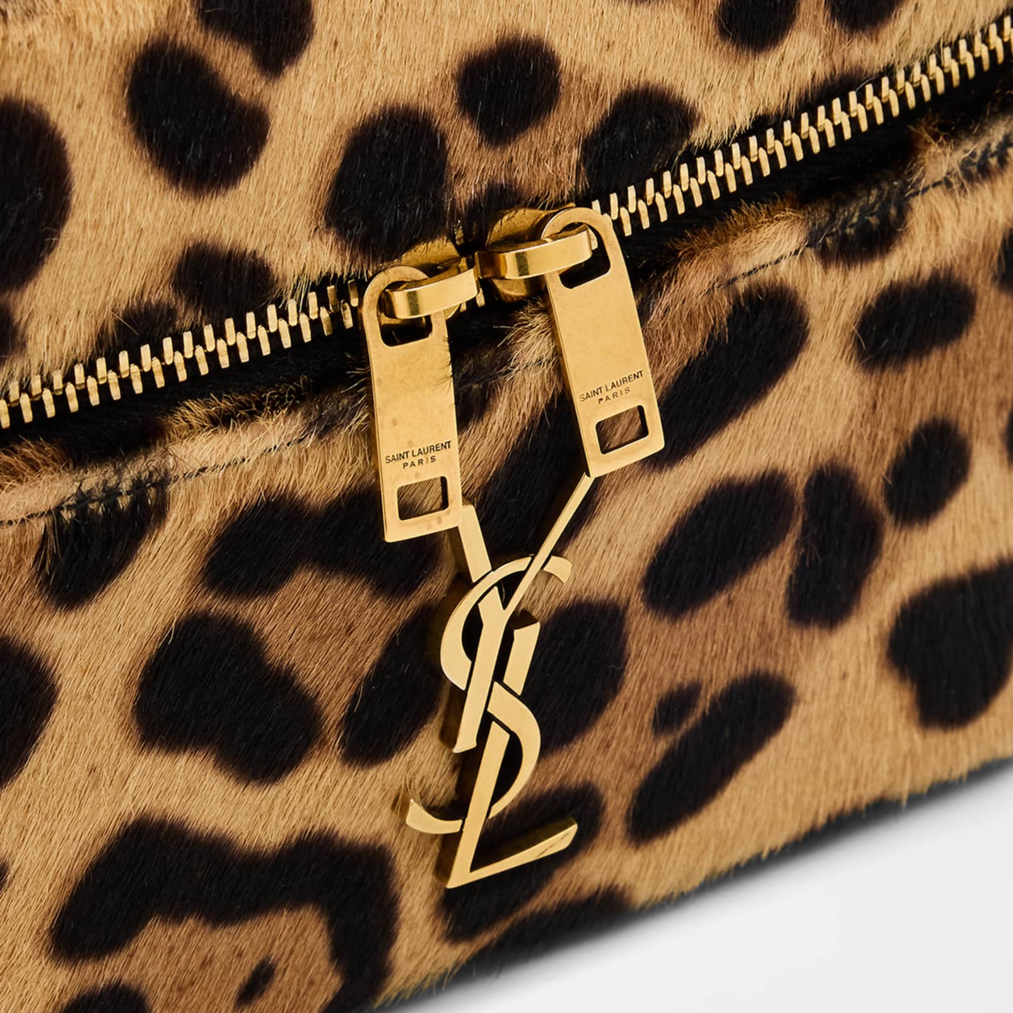 Saint Laurent Leopard Haircalf Vanity Bag with YSL Monogram 18cm