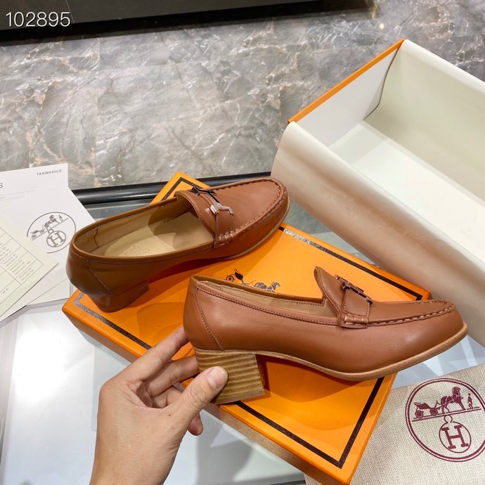 HERMES DAUPHINE 70 LOAFER BROWN