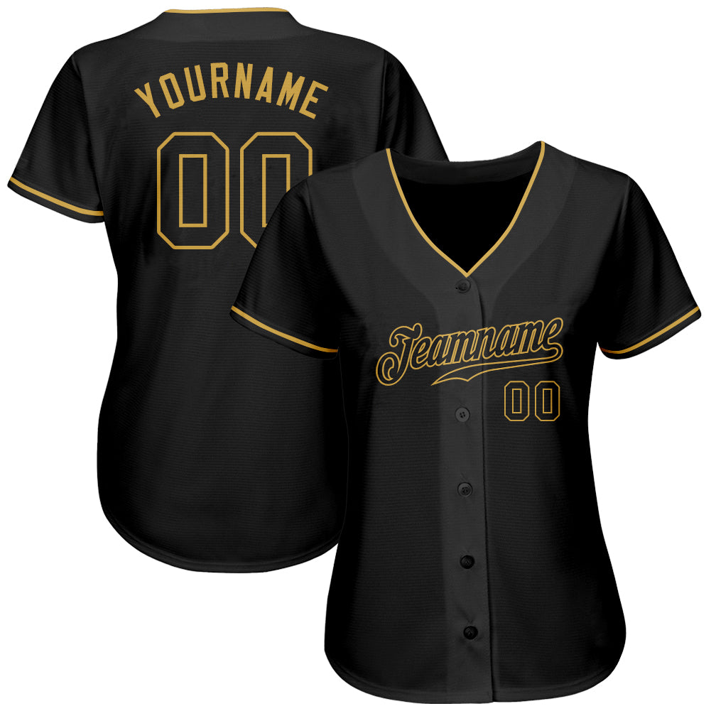 Custom Black-Old Gold Baseball Jersey