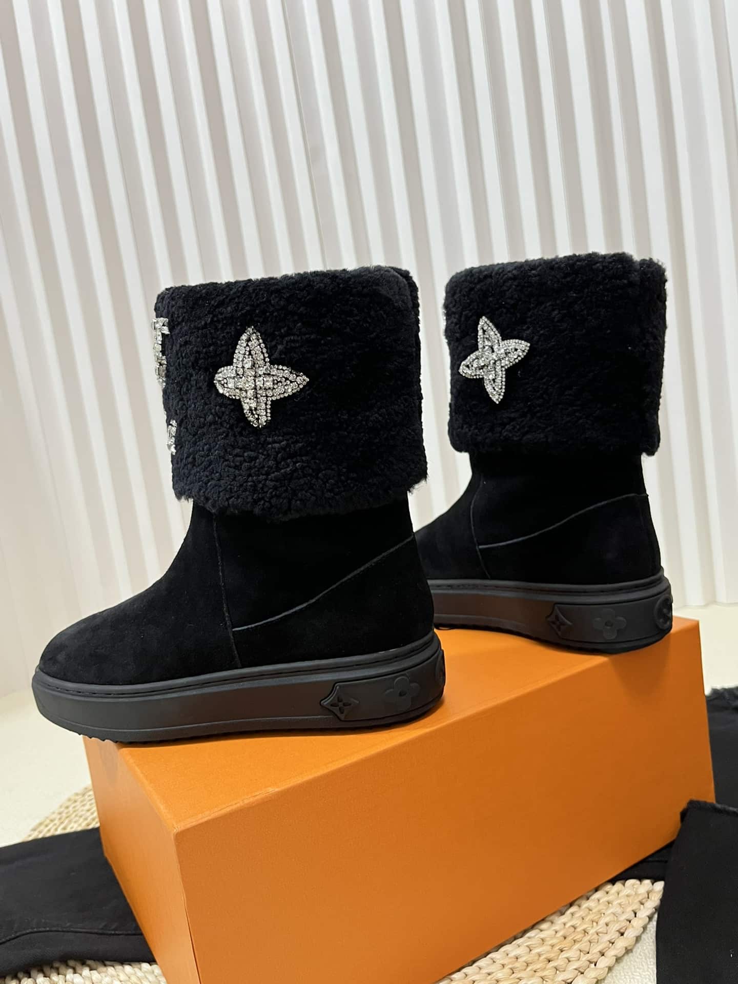 Louis Vuitton Ankle Boot Studded With Diamonds Black