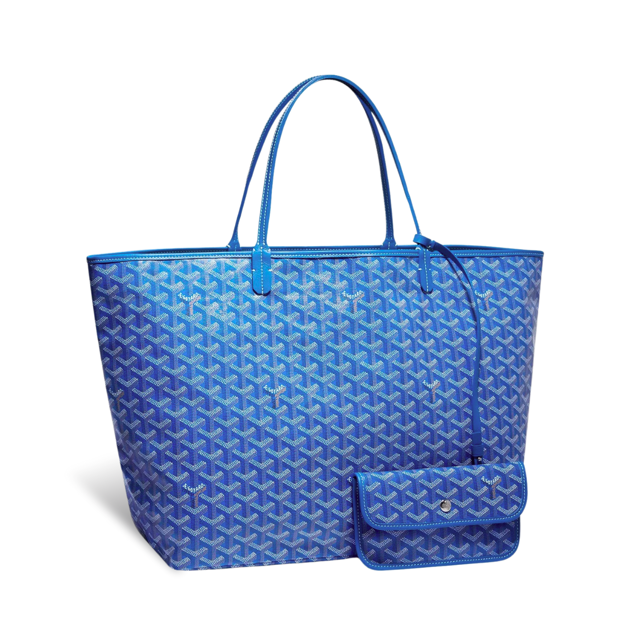 Goyard Saint Louis Gm 40 Blue Canvas Chevroches Calfskin
