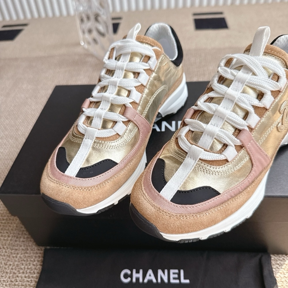 Chanel Sneaker Gold Beige And Black G46609 B21320 U2406