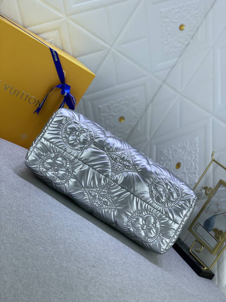 Louis Vuitton Onthego Pillow Handbag Silver 34Cm