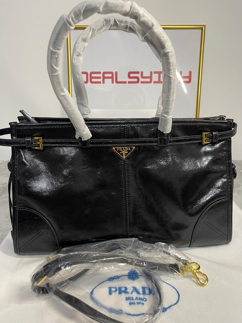 Prada Large Leather Handbag Black 40Cm