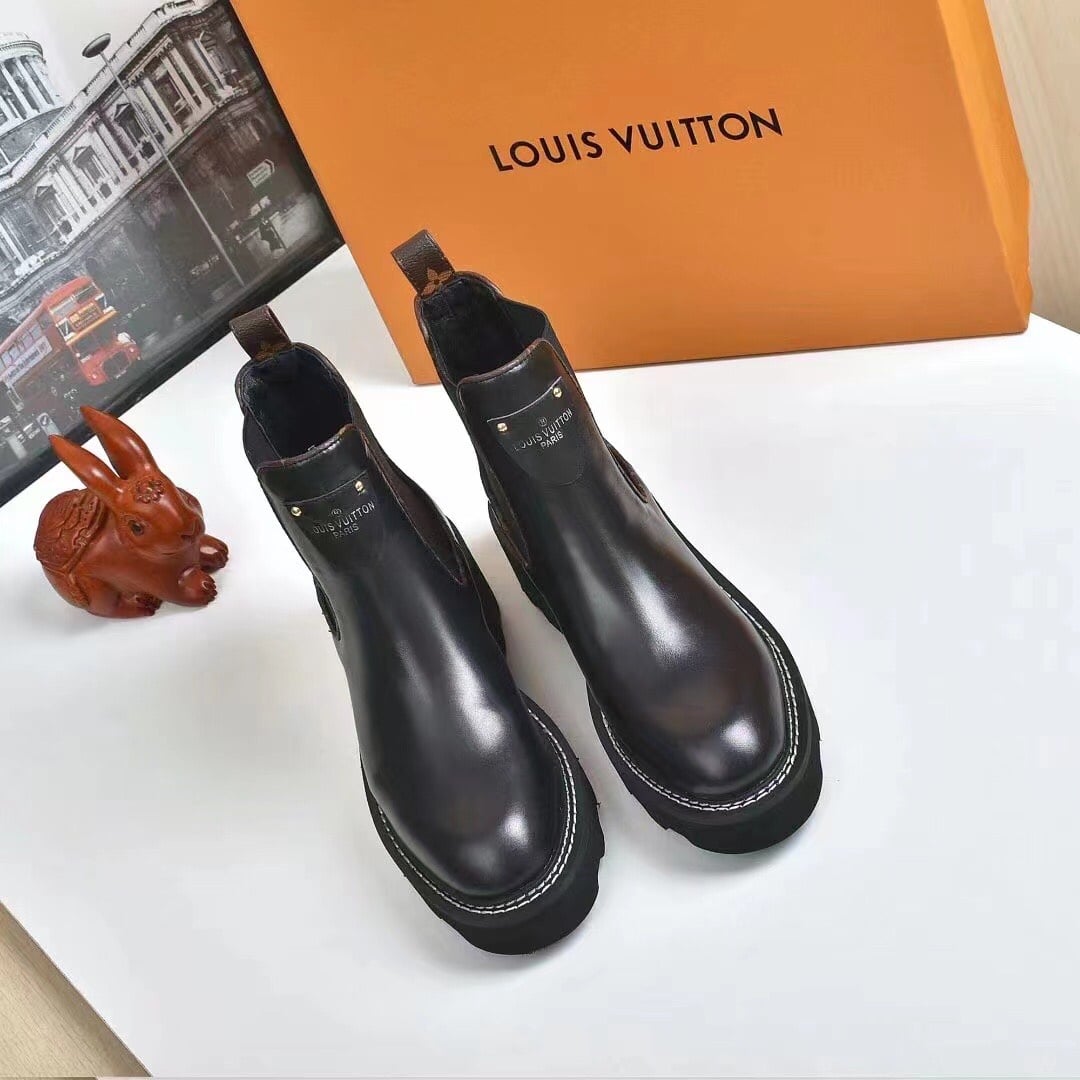 Louis Vuitton Beaubourg Ankle Boots Calf Leather Black