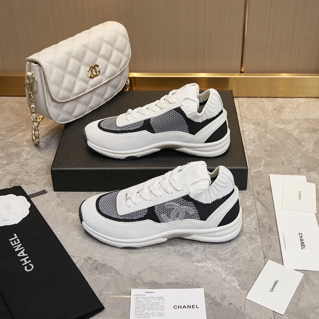 Chanel Cruise Sock Sneakers White Black