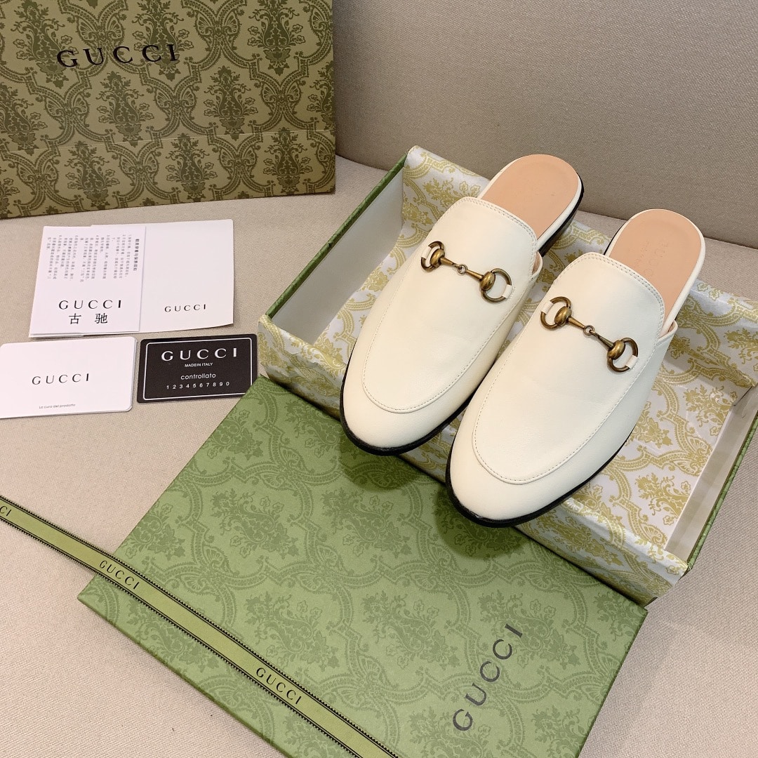 Gucci Princetown Leather Slipper White
