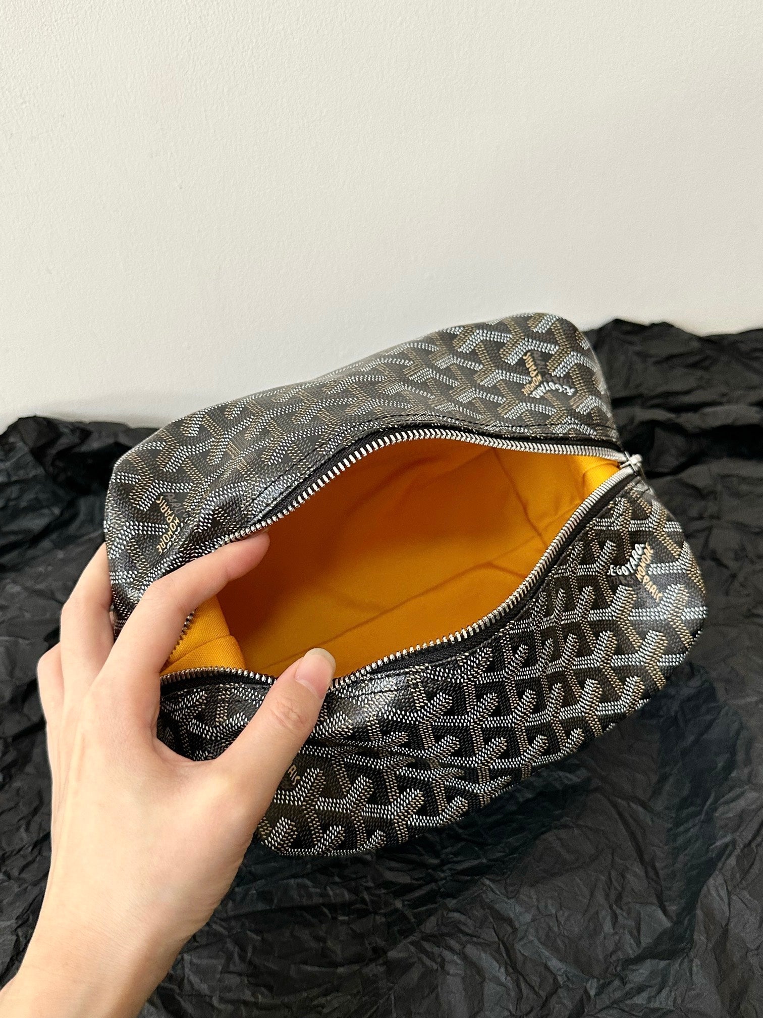 Goyard Goya Cosmetic Bag 24Cm Black Canvas