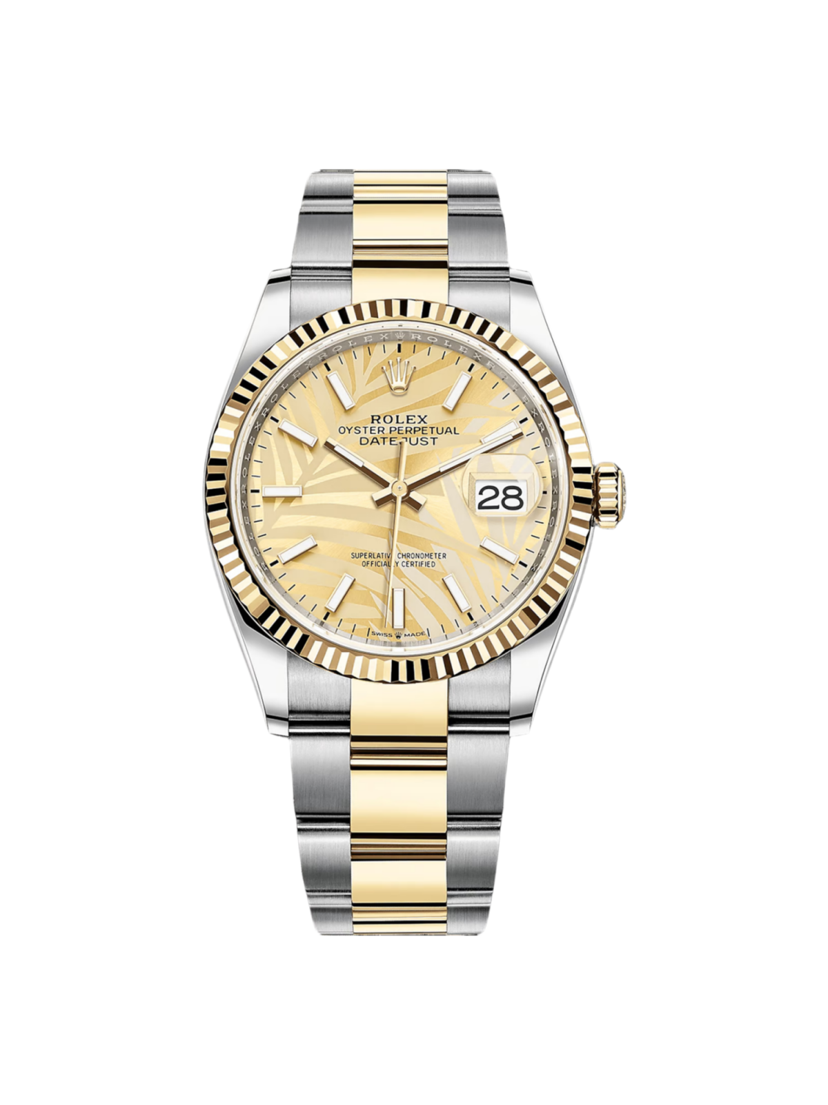 Rolex  Datejust 36mm 126233 Golden Palm Motif Dial Jubilee Bracelet Watch