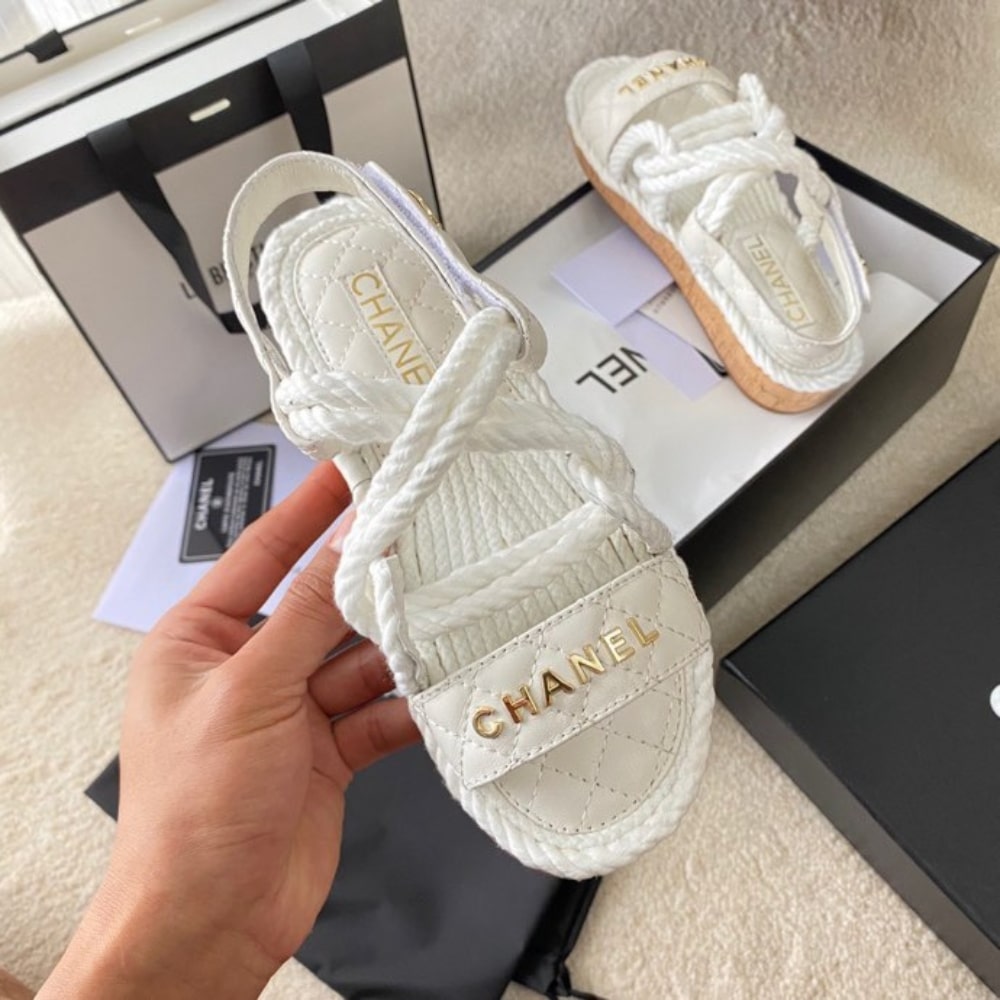 Chanel Rope Sandals Strap White