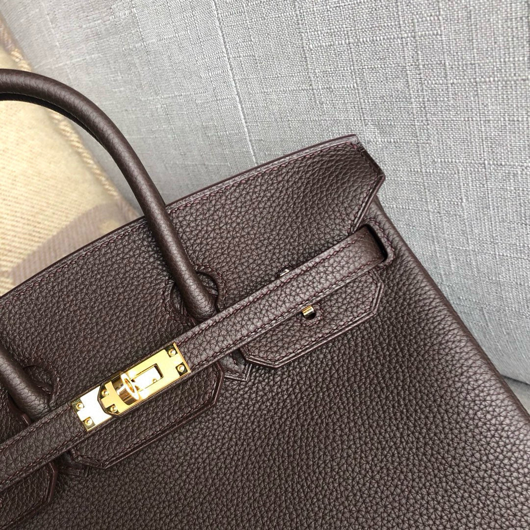 Hermes Birkin 25Cm Cafe Togo Leather Gold Hardware
