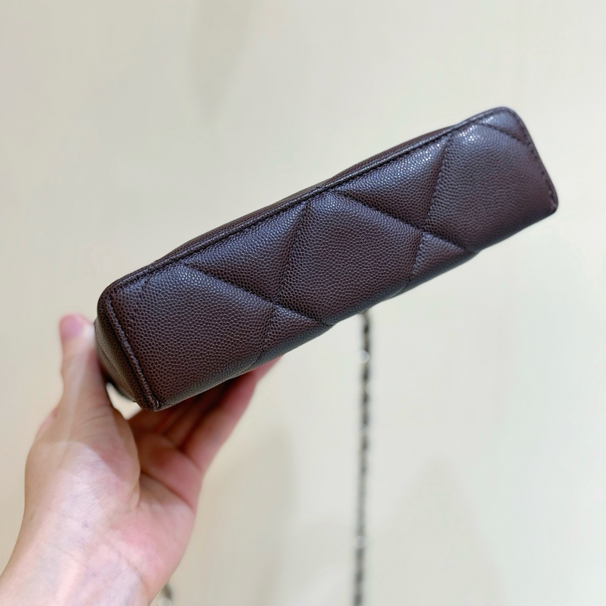 Chanel Top Handle Slim Vanity Case Dark Brown Hardware 19cm/7.5in