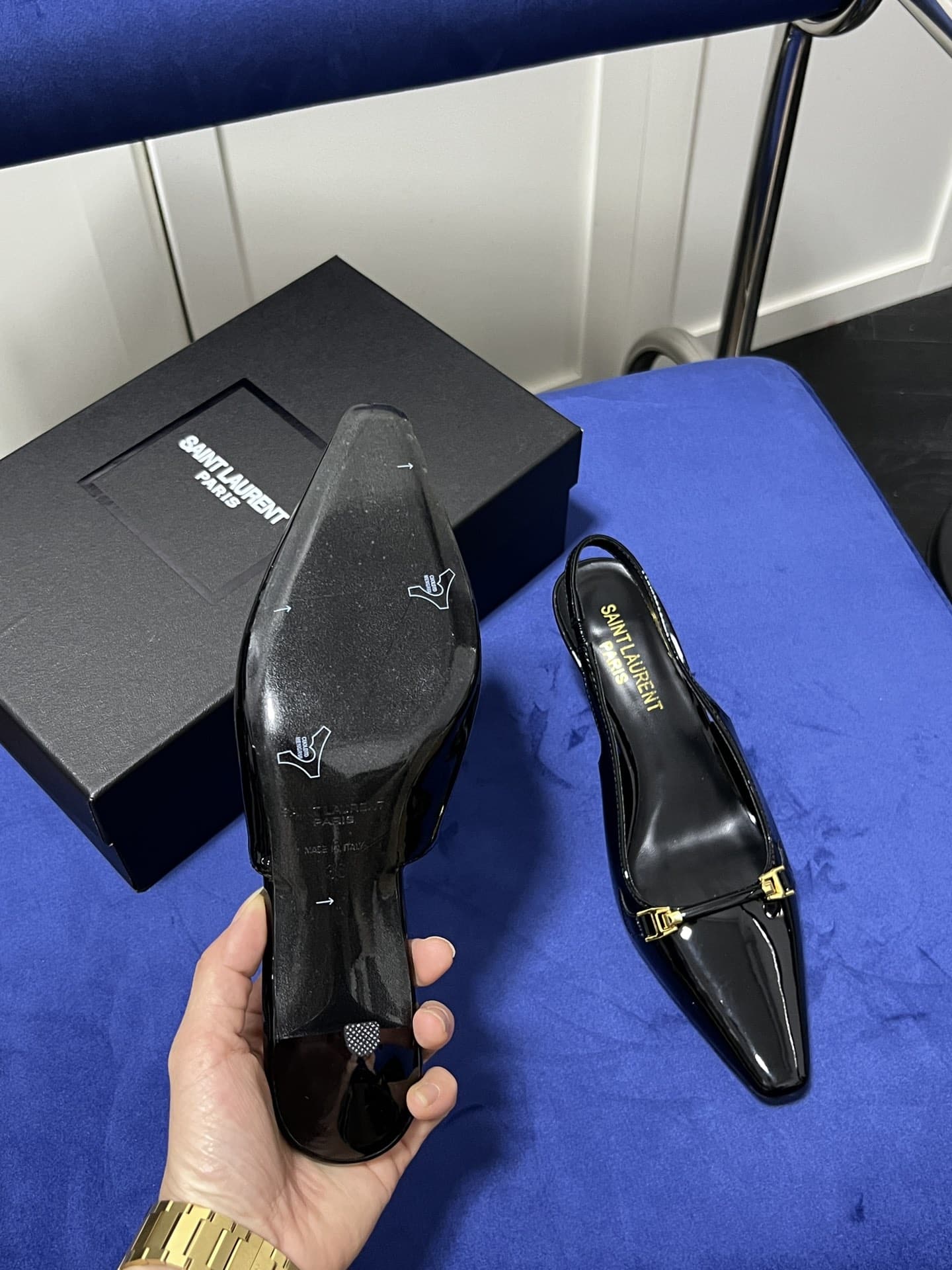 Saint Laurent Blade Patent Leather Pumps