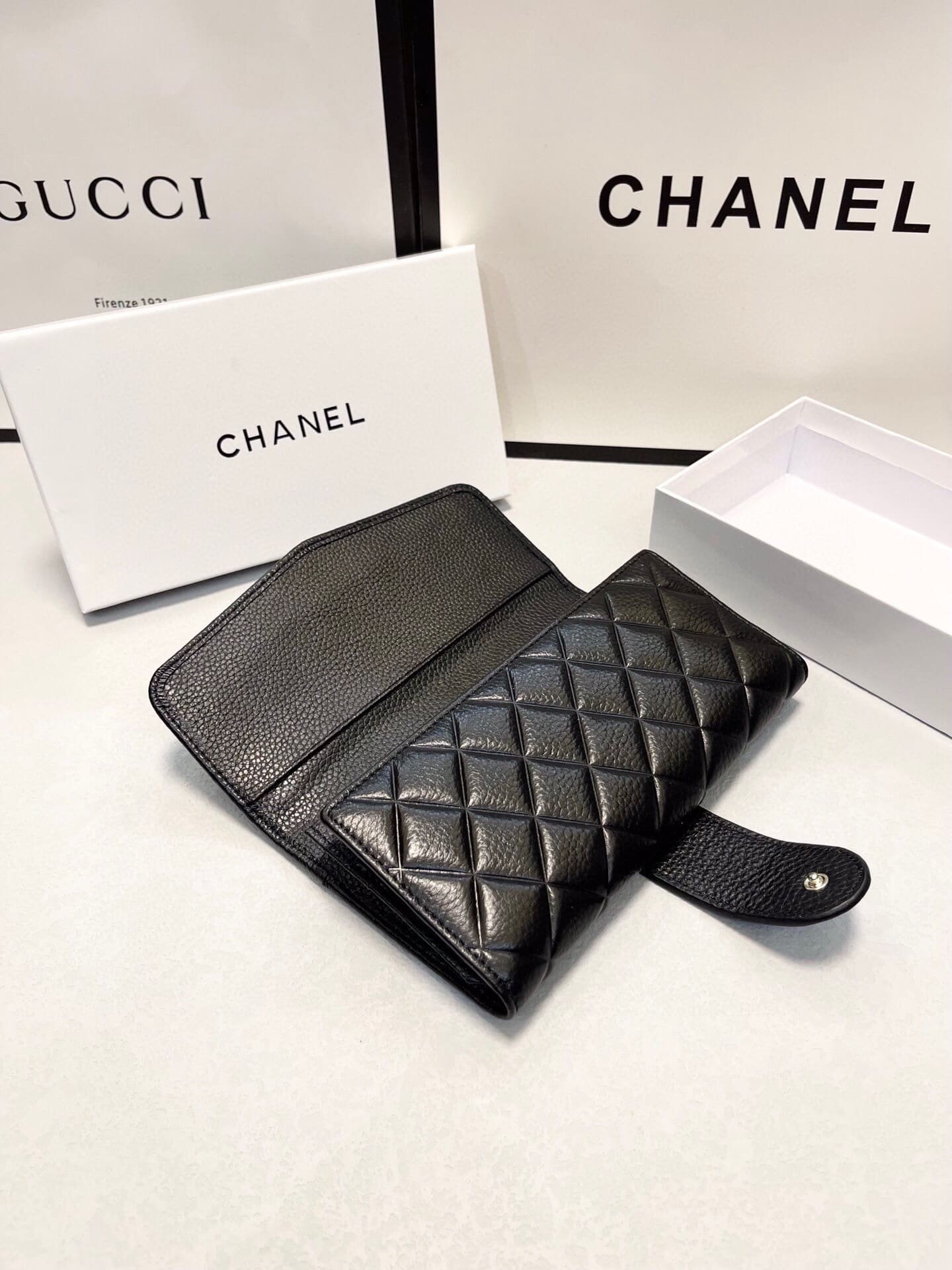 Chanel Classic Long Flap Wallet Black 19Cm
