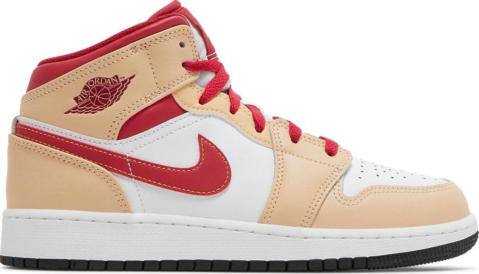 Air Jordan 1 Mid GS Light Curry Cardinal Red 554725-201