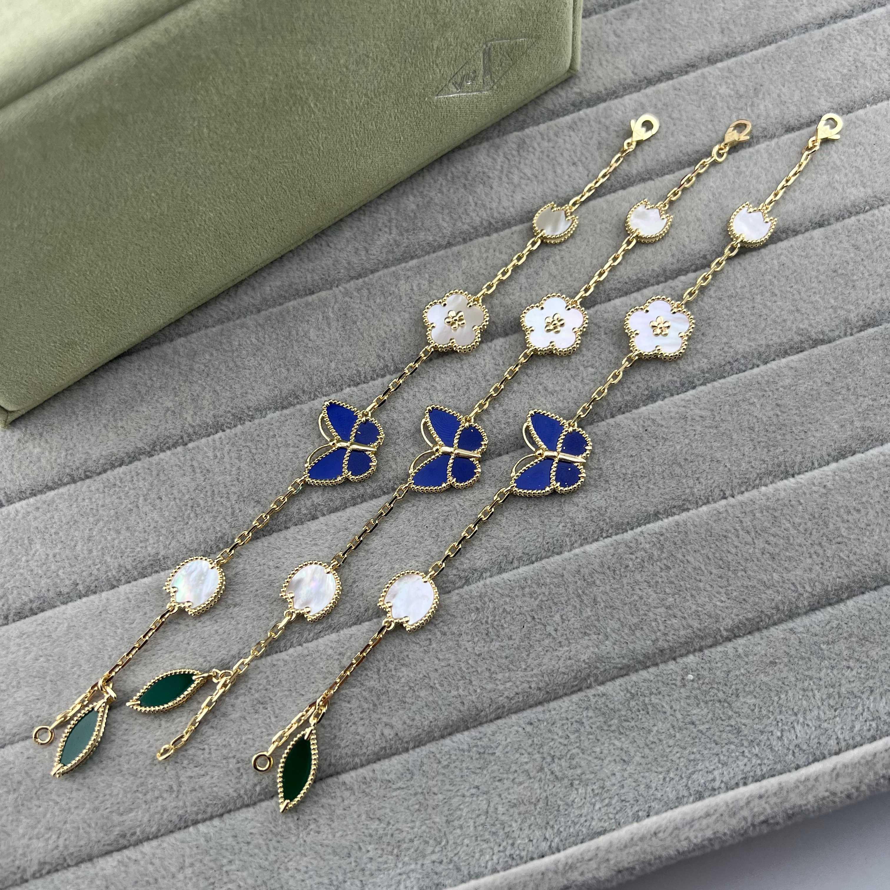Butterfly, flower and leaf combination necklace