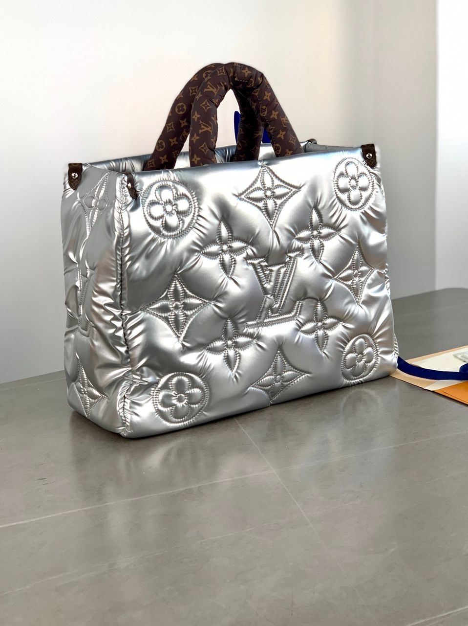 Louis Vuitton Onthego Gm Silver Giant Monogram Econyl Pillow M21053 41cm