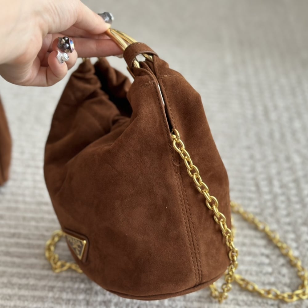 Prada Suede Mini Bag Cocoa Brown 19Cm