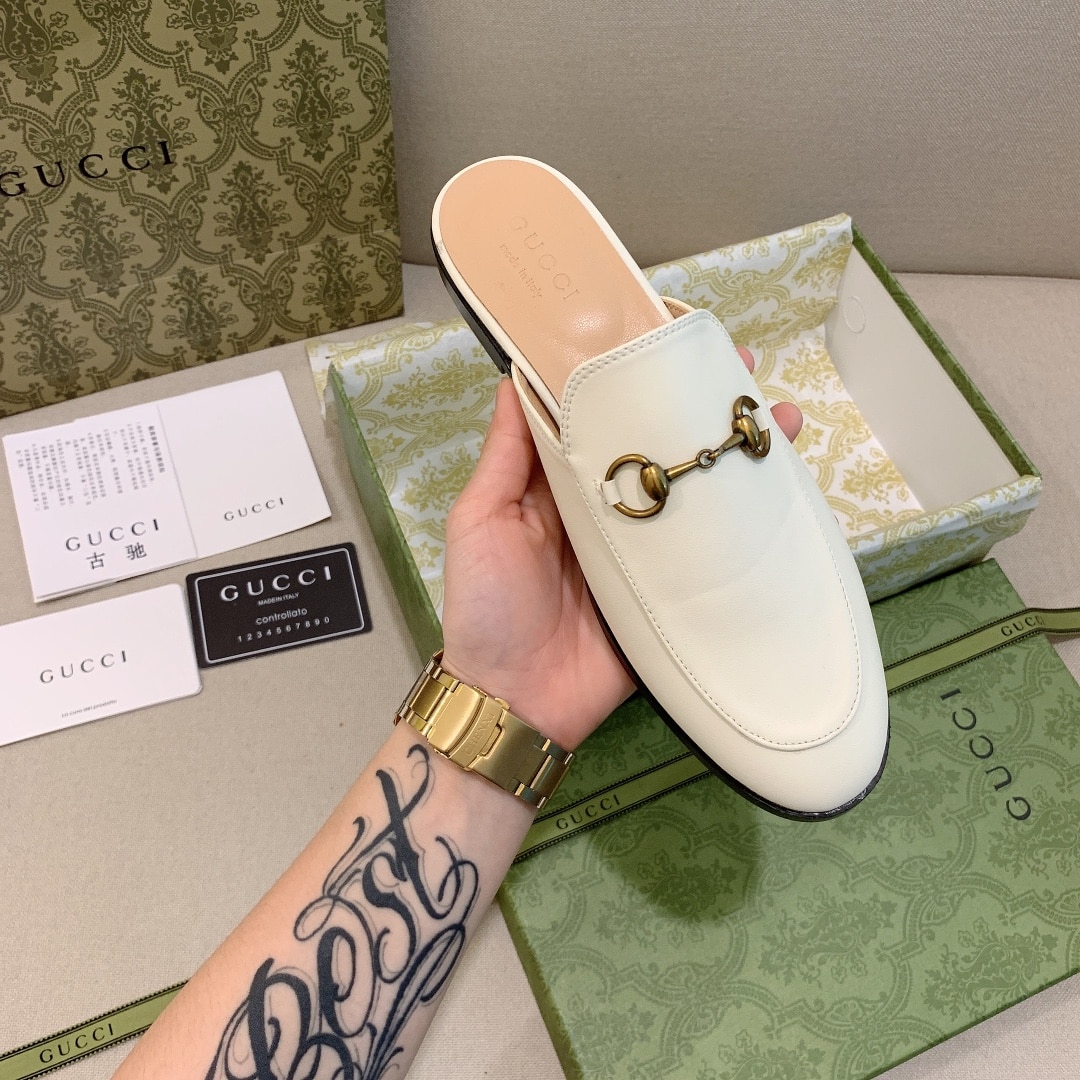 Gucci Princetown Leather Slipper White
