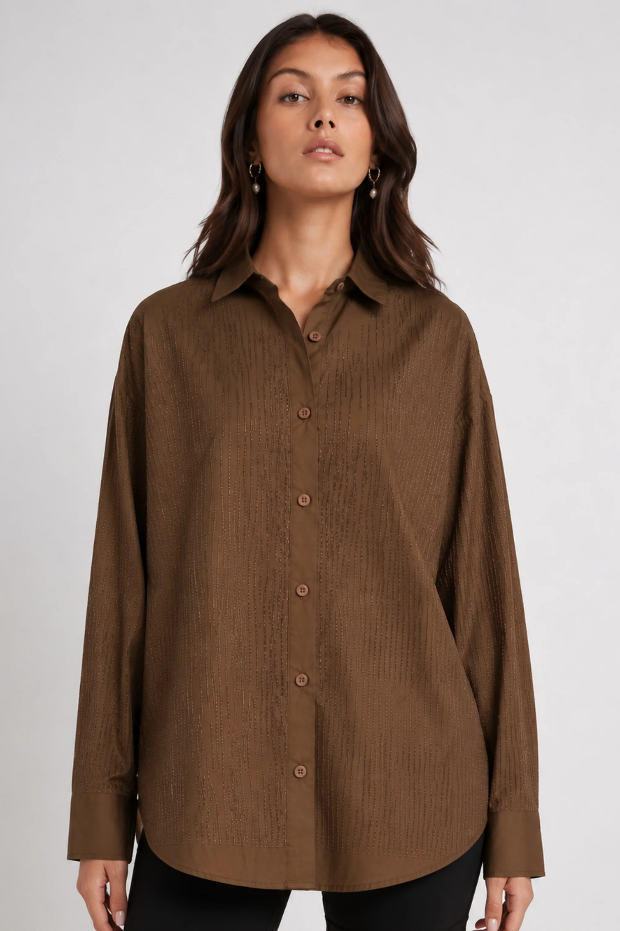 Mocha Luxe Rhinestone Shirt