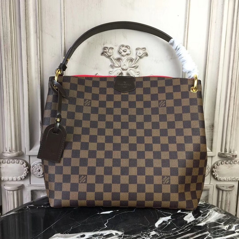 Louis Vuitton Graceful PM Damier Ebene Brown Red 35cm N44044
