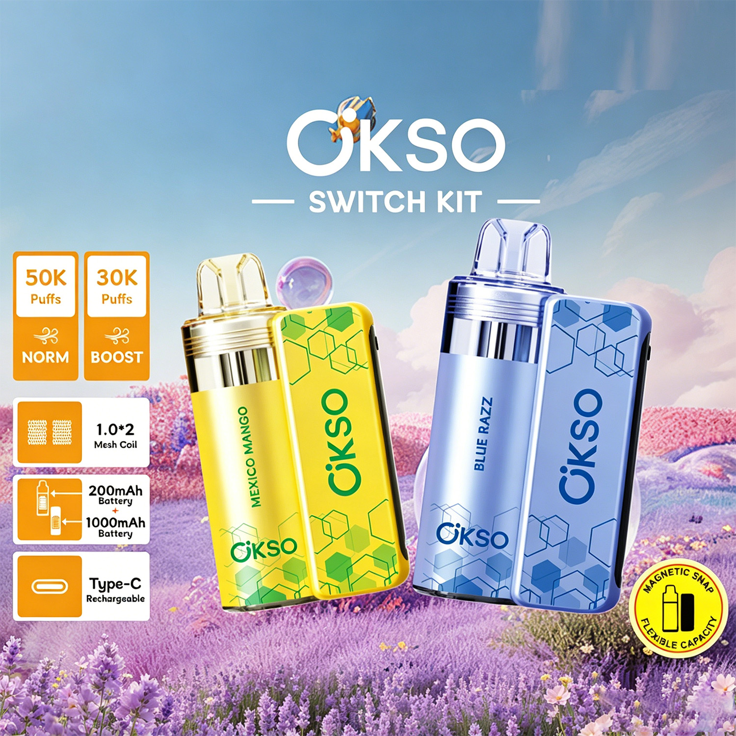 OKSO Switch Kit 50000 – 50K Puffs Dual Mode Replaceable Pod Disposable Vape
