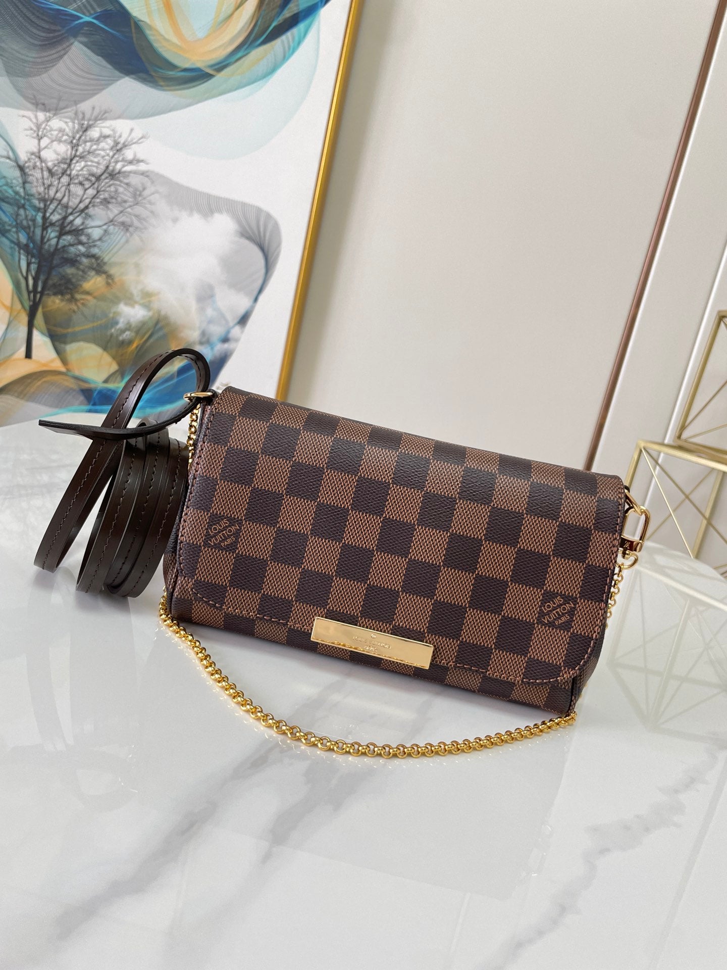 Louis Vuitton F Licie Pochette Damier Azur 21Cm