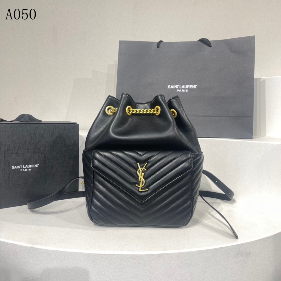 Saint Laurent Joe Backpack In Black Gold 29Cm