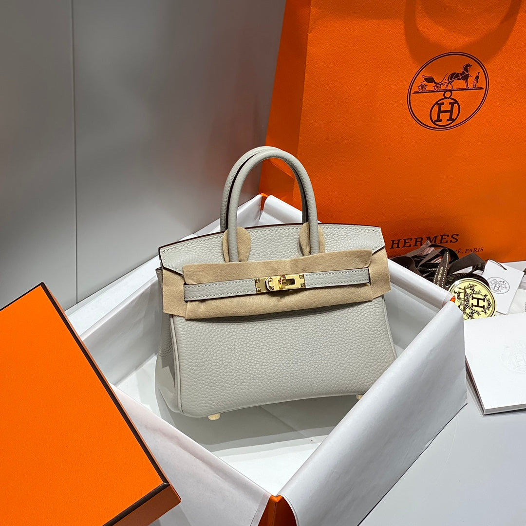 Hermes Birkin 20Cm Pearl Gray Togo Leather Gold Hardware
