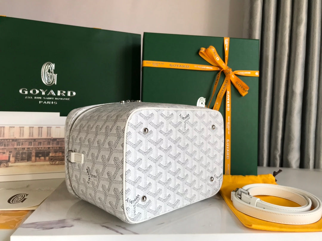 Goyard Muse Vanity Case 20 Cm White Goyardine Canvas