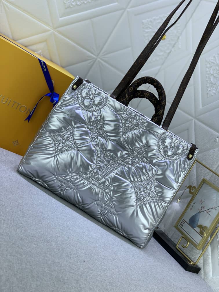 Louis Vuitton Onthego Pillow Handbag Silver 34Cm