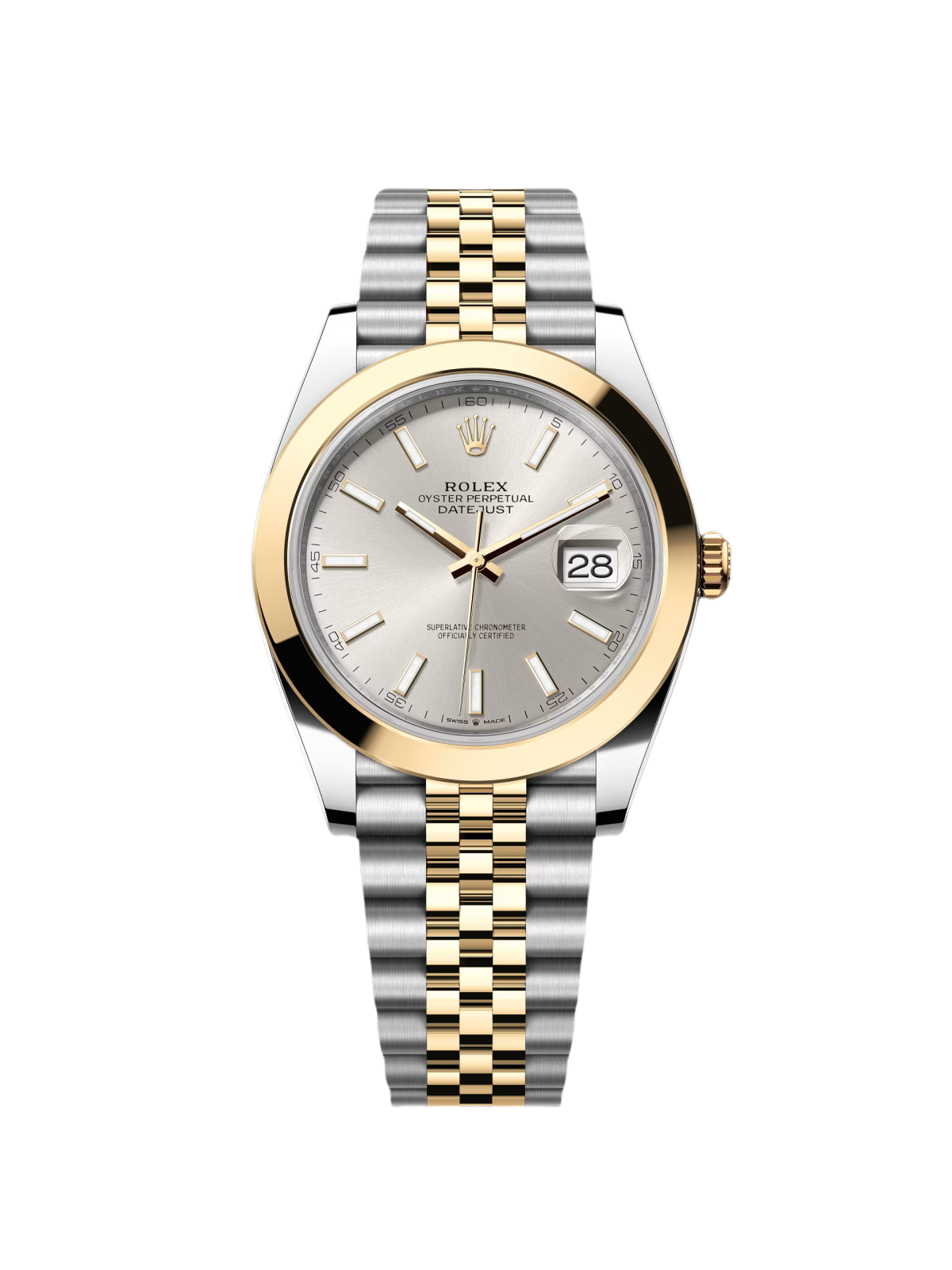 Rolex Datejust 41mm 126303 Silver Index Oyster Steel and Yellow Gold Mens Watch