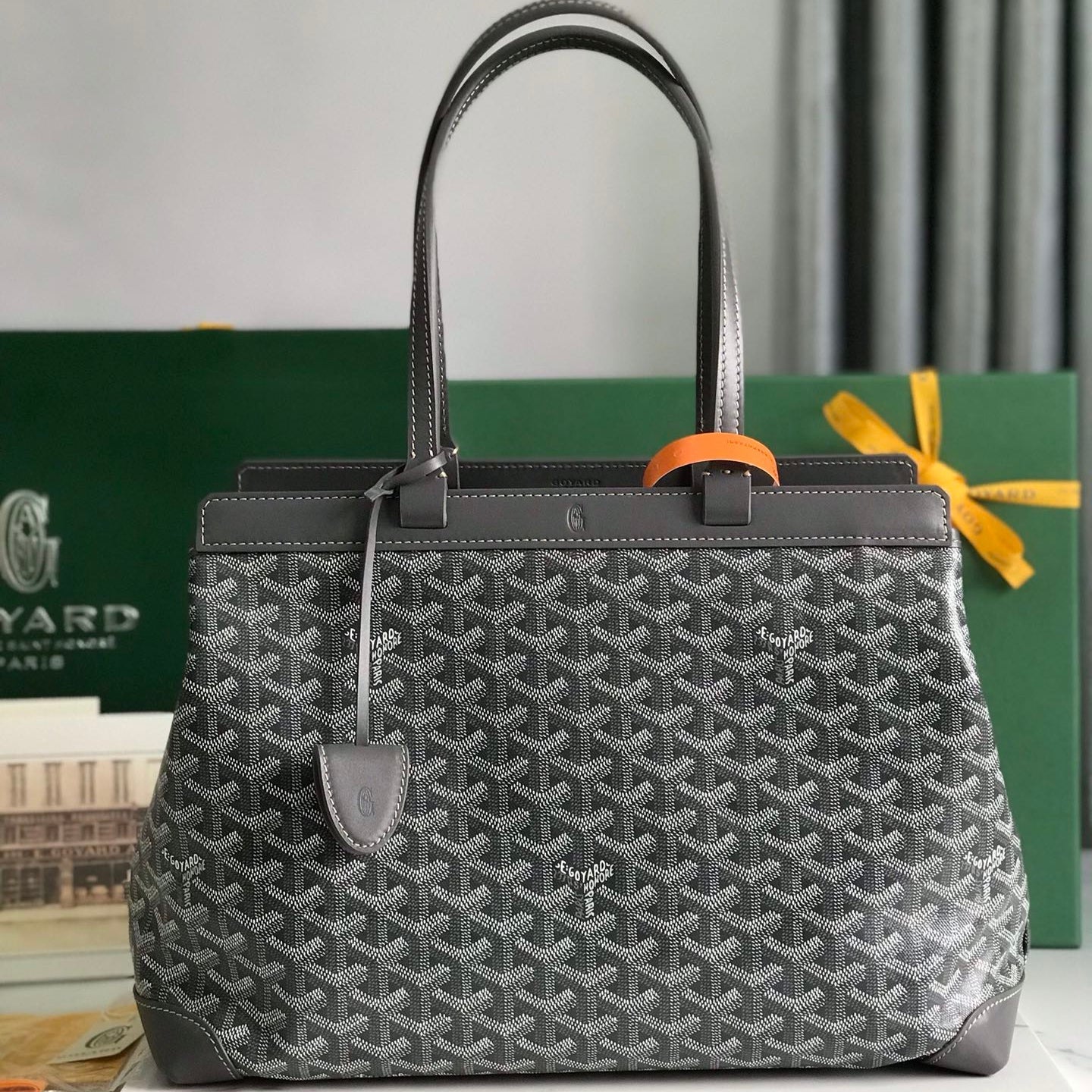 Goyard Bellechasse Biaude Pm Bag 36cm Gray Goyardine Canvas And Calfskin Trim