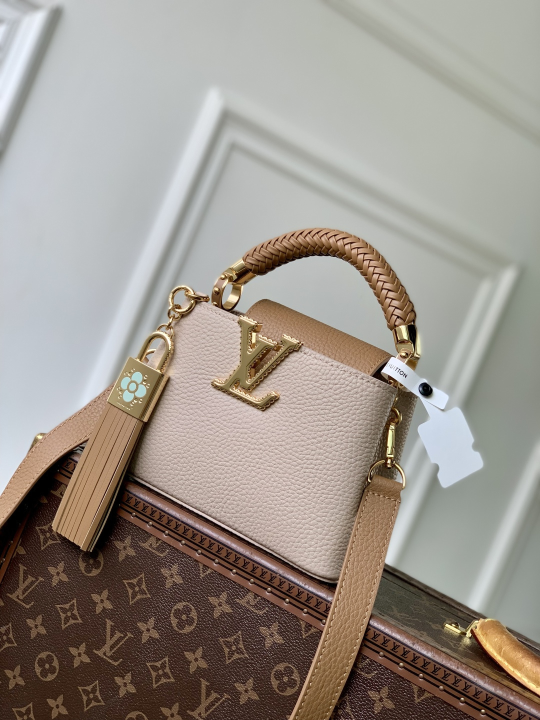 LOUIS VUITTON Capucines Grey and Brown Mini Bag