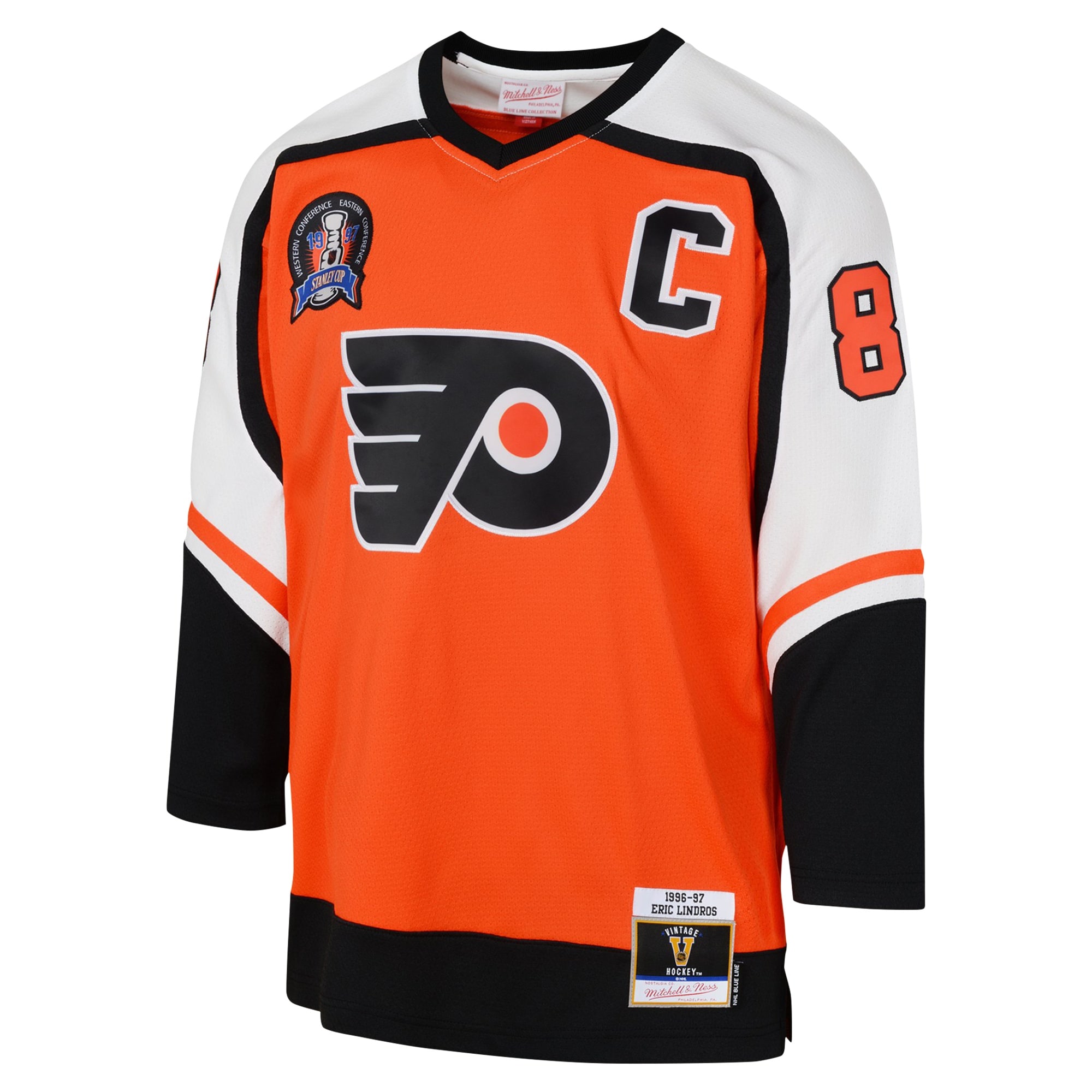 Eric Lindros Philadelphia Flyers Mitchell & Ness Youth 1996-97 Blue Line Player Jersey – Orange
