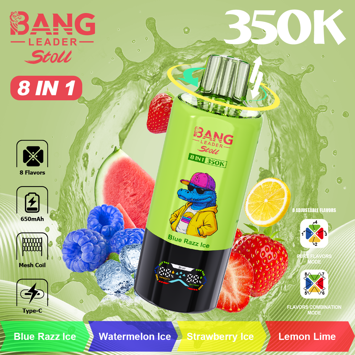 Țigară Electronică Premium Bang Leader Stoll 350.000 Pufuri (350K) 8-în-1 | Ecran LED