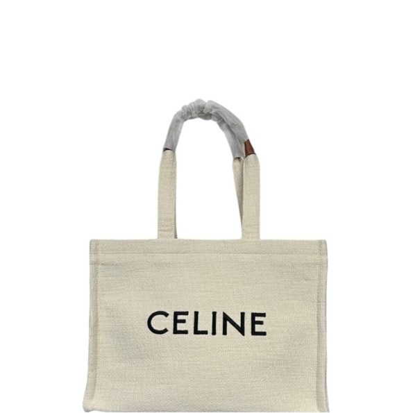 CELINE LARGE CABAS THAIS IN TEXTILE WITH JACQUARD IN WHITE 41CM