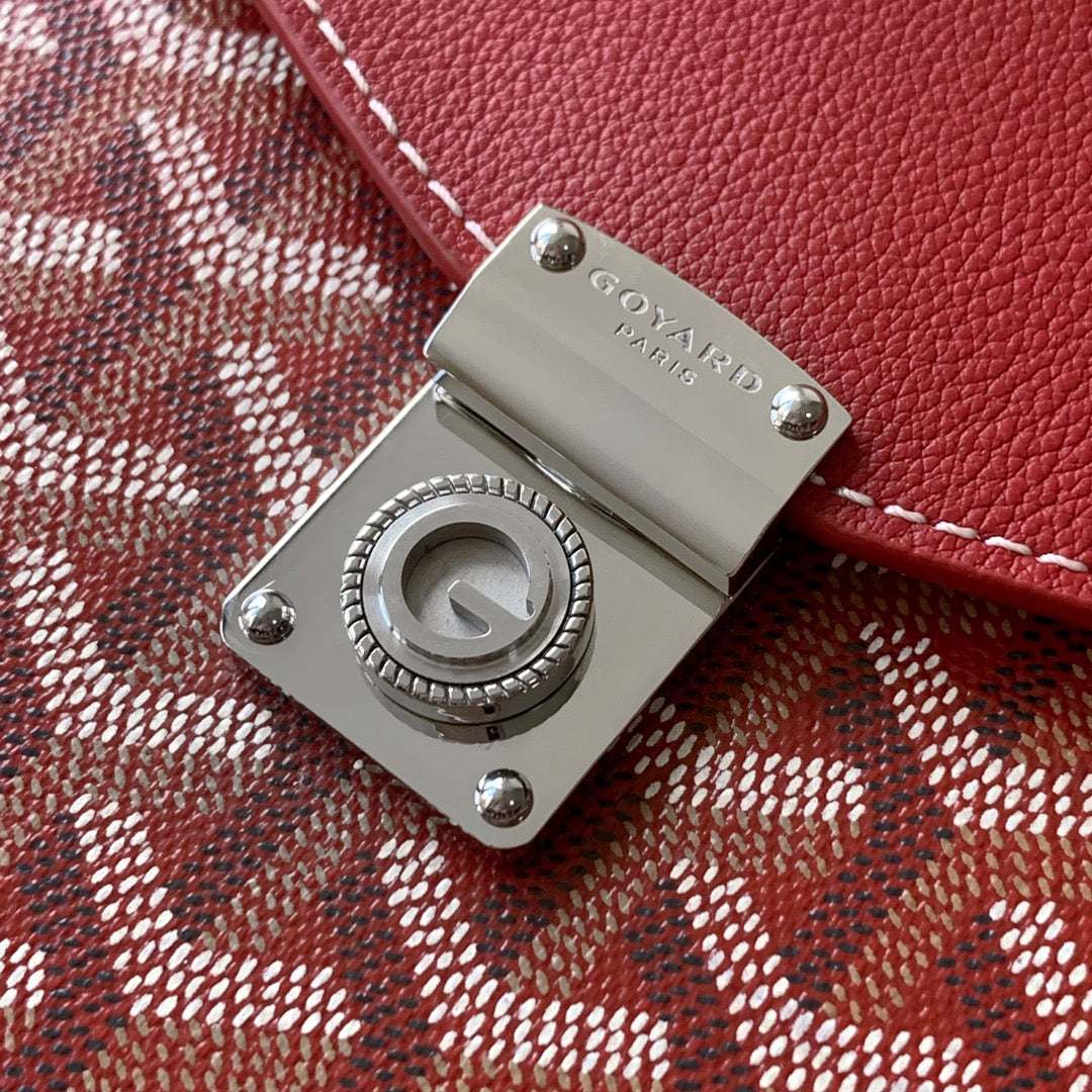 Goyard Chypre Wallet-Pouch 21cm Classic Red Goyardine Canvas And Calfskin